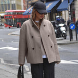 Women’s Wool Jacket Stand Collar Button Front – Gallery Visits