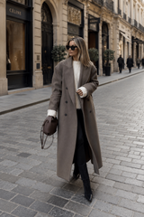 Women’s Wool Maxi Coat Double Breasted Notched Collar – Winter City Trips