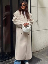 Women’s Wool Maxi Coat Double Breasted Notched Collar – Winter City Trips