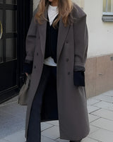 Women’s Wool Maxi Coat Double Breasted Notched Collar – Winter City Trips