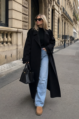 Women’s Wool Trench Coat Notched Collar Double Breasted Belted – City Appointments